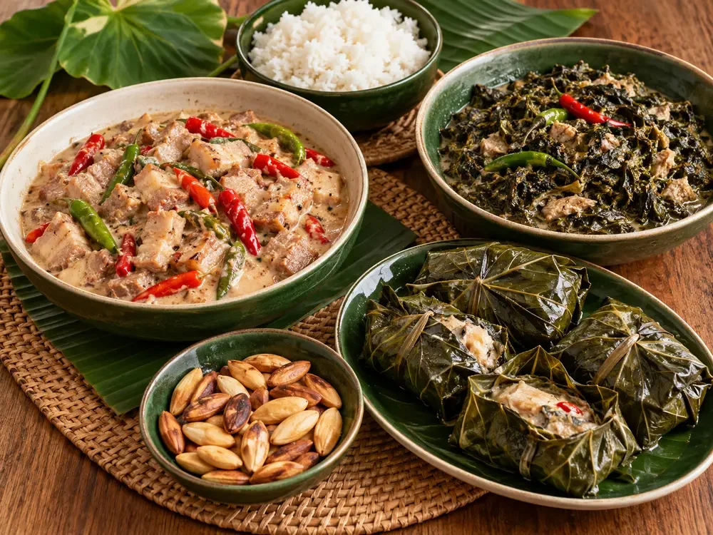 A selection of Bicolano food served in Albay